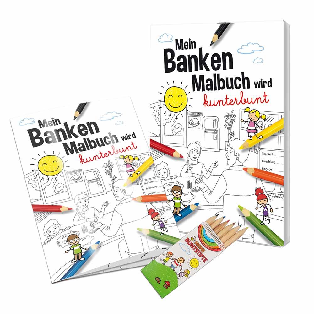 Malbuch / Mal-Set A6 - Banken - Malset neutral