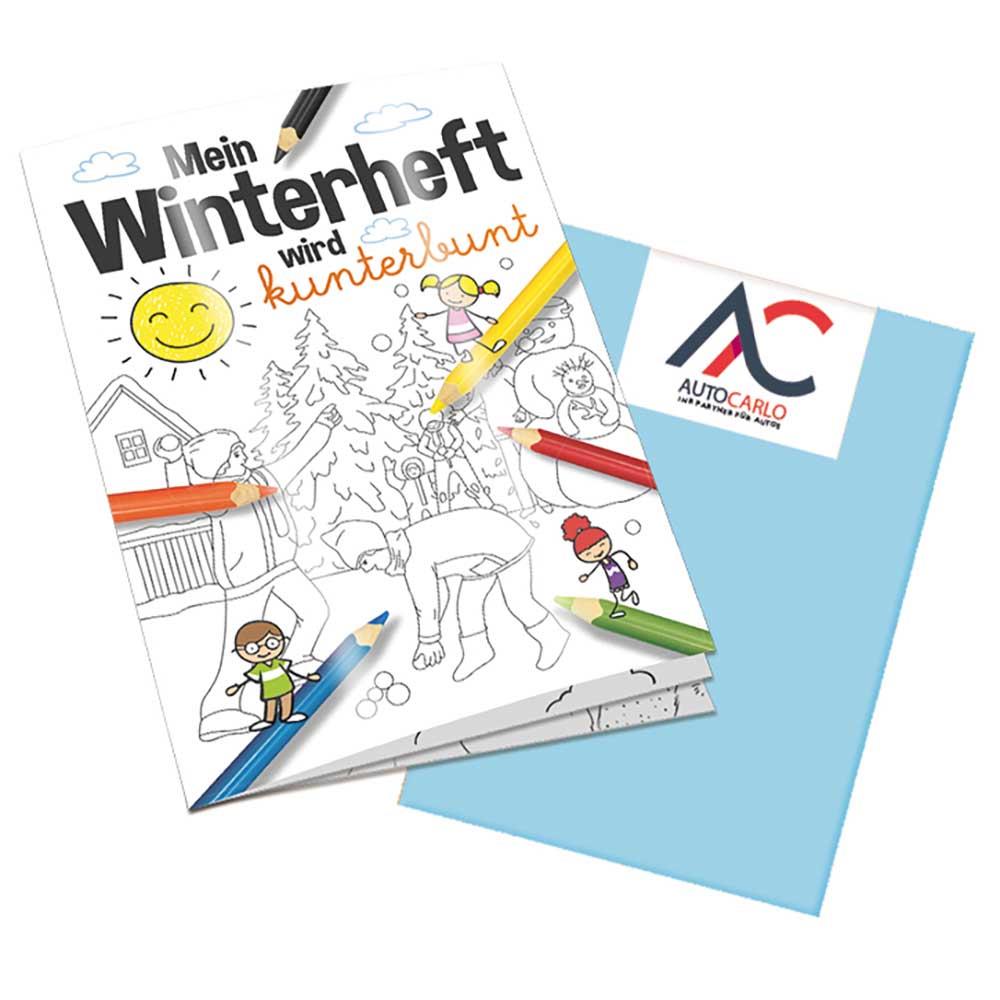 Malbuch / Mal-Set A6 - Winter - Malbuch mit 2-c Logoeindruck