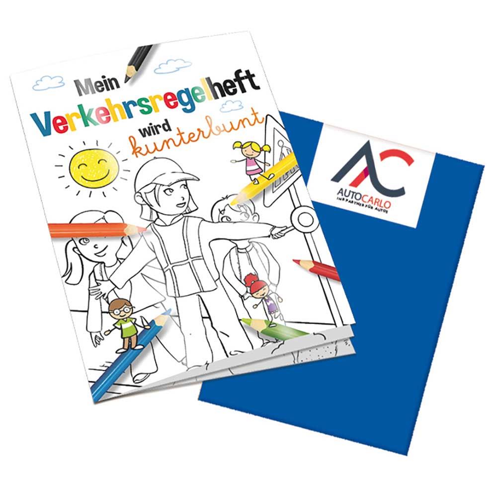 Malbuch / Mal-Set A6 - Verkehr - Malbuch mit 2-c Logoeindruck