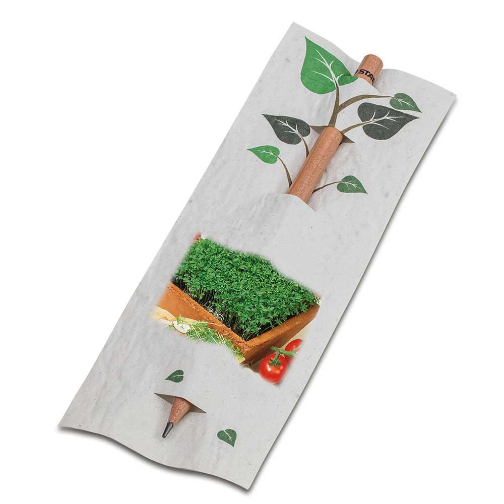 Bleistift im Samenpapieretui - Ostern - Kresse, Druck 4/0c, Lasergravur
