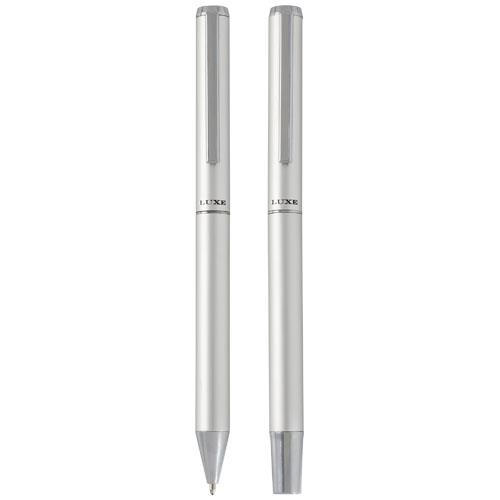 Lucetto Set mit Kugelschreiber und Tintenroller aus recyceltem Aluminium (schwarze Mine)