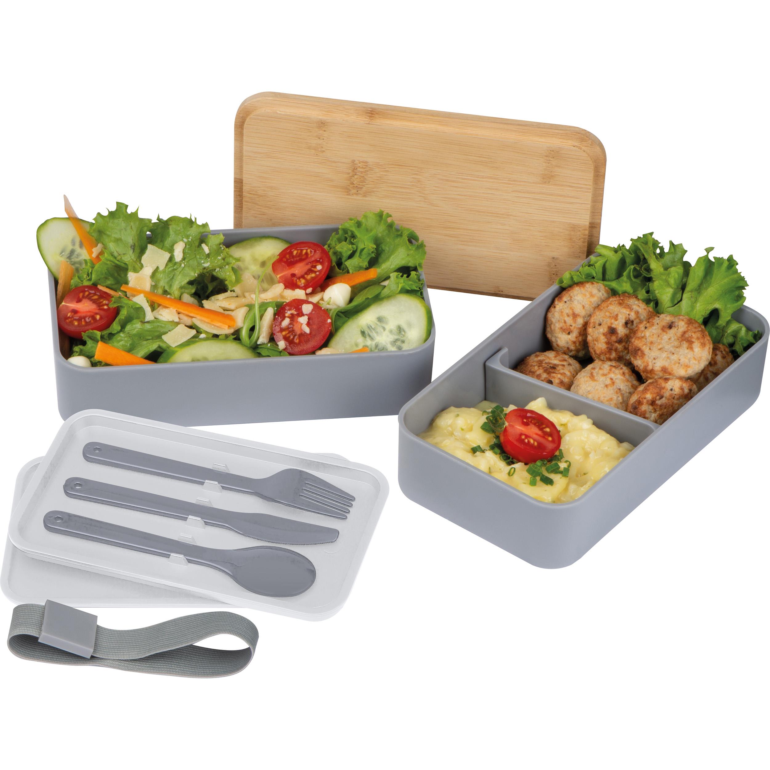 2 stöckige Lunchbox aus Kunststoff und Bambus SALVATORE