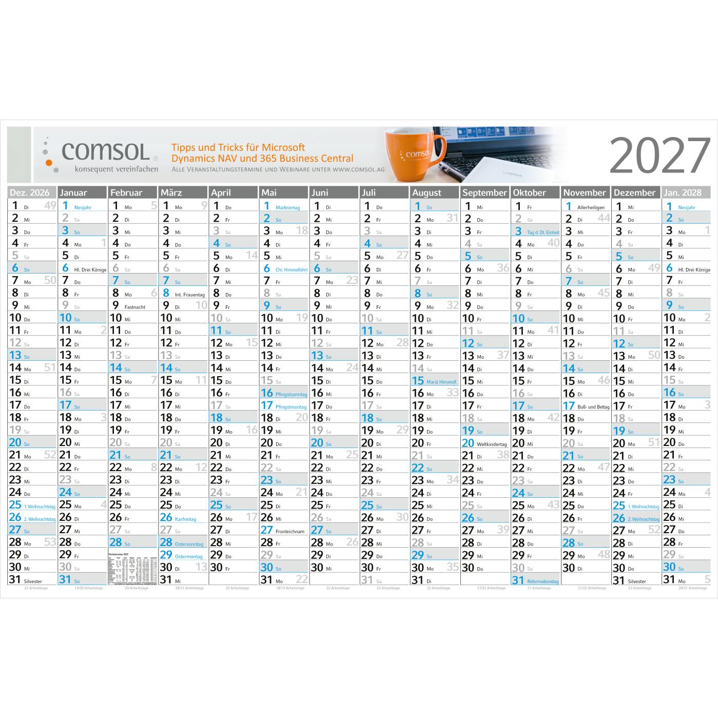 Wandplaner Horizont EXPRESS 1.020 × 680 mm Dez. Vorjahr – Jan. Folgejahr