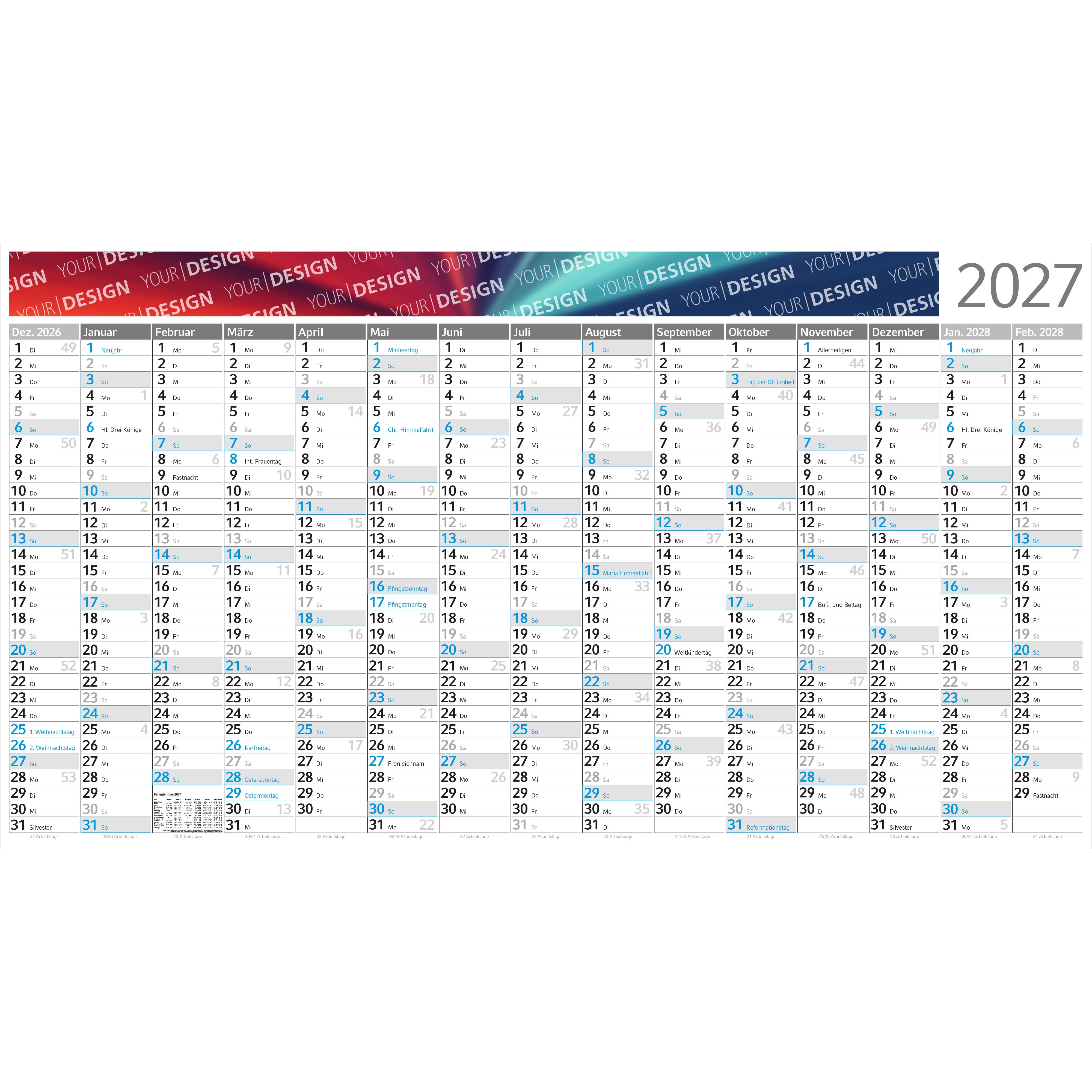 Wandplaner Horizont Dez. Vorjahr � Anfang Folgejahr