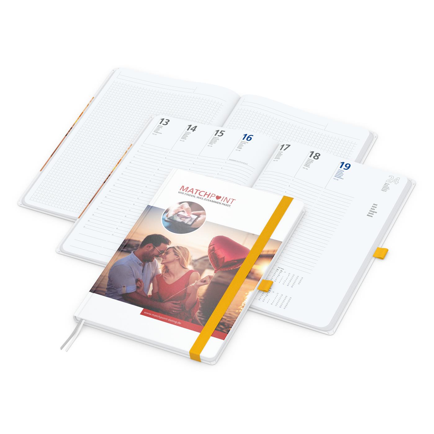 Wochenkalender vorne + Notizen hinten Match-Hybrid Papier-Hardcover