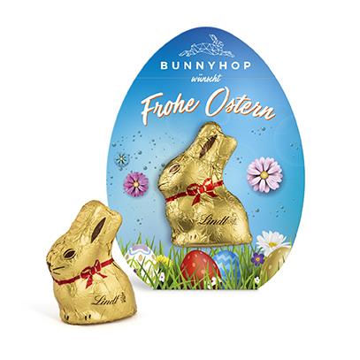 Lindt Mini Goldhase in Osterei-Werbekartonage