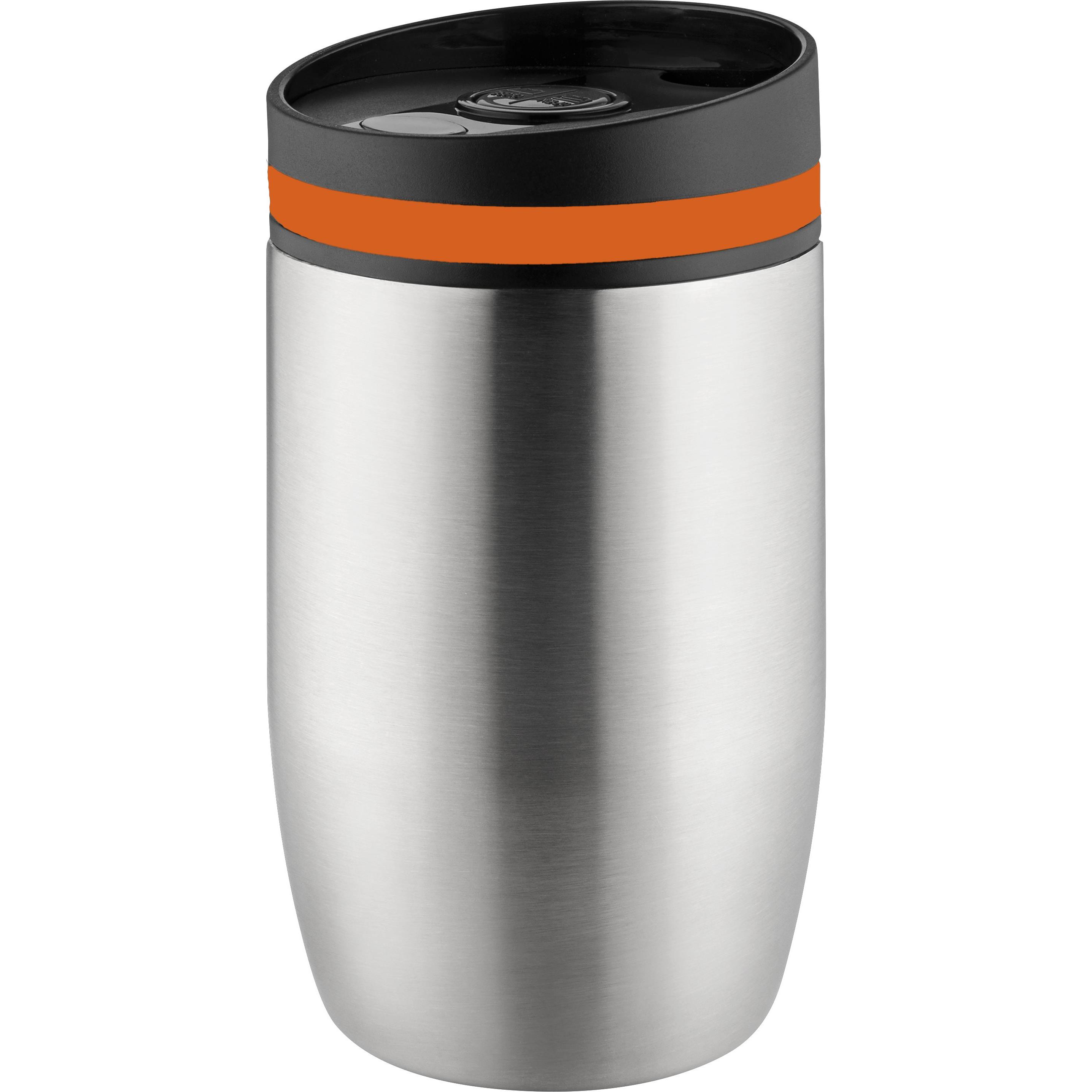 Metmaxx® Thermobecher ´CremaOfficinaBudget“ silber/Ring orange
