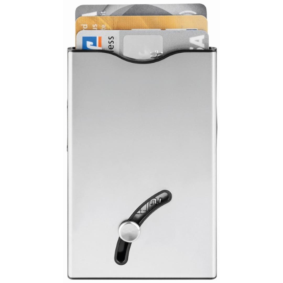 Blackmaxx® Sicherheitskartenhalter ´CardSafeOneTouch´ silber