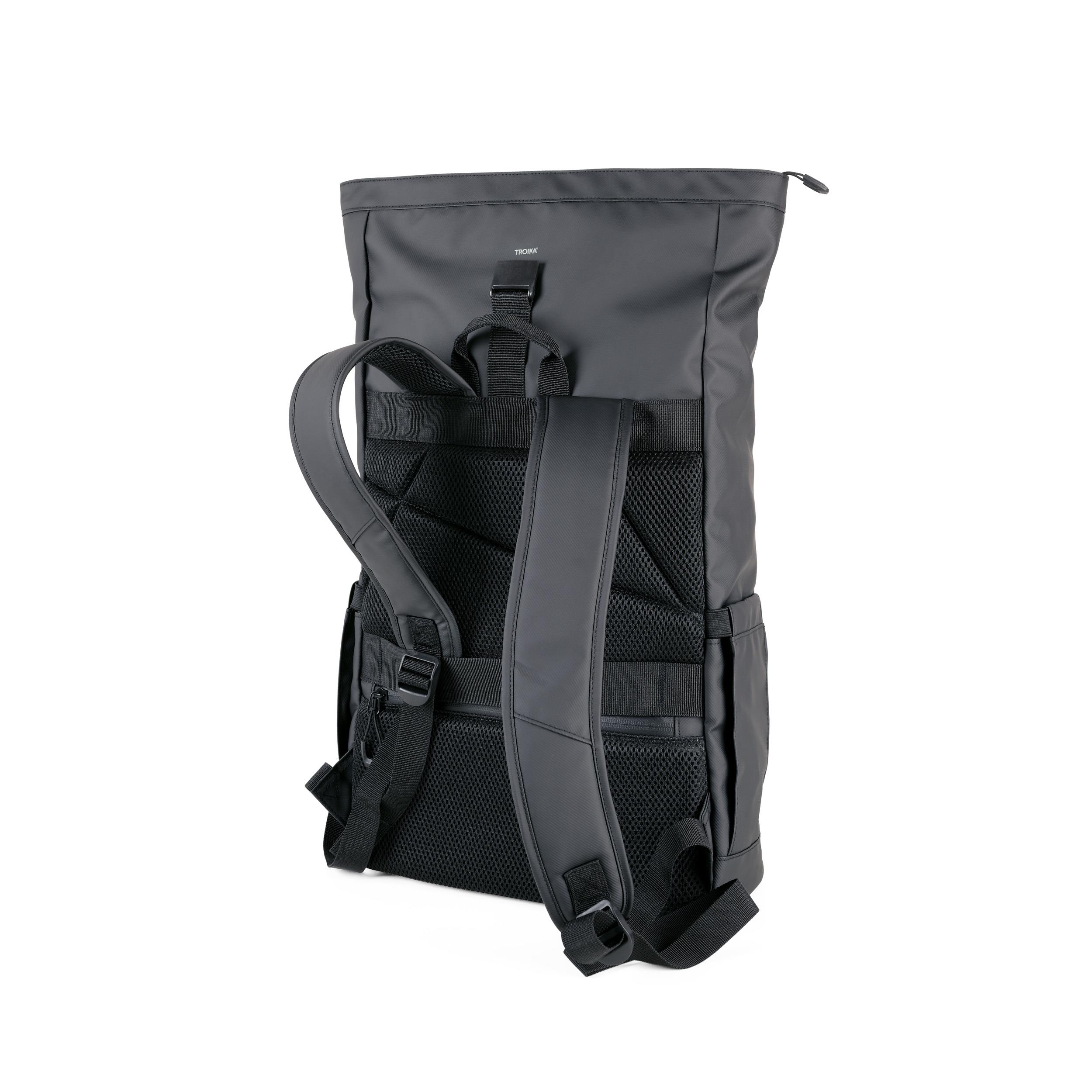 TROIKA Roll Top Rucksack TROIKA BLACK ROLL TOP