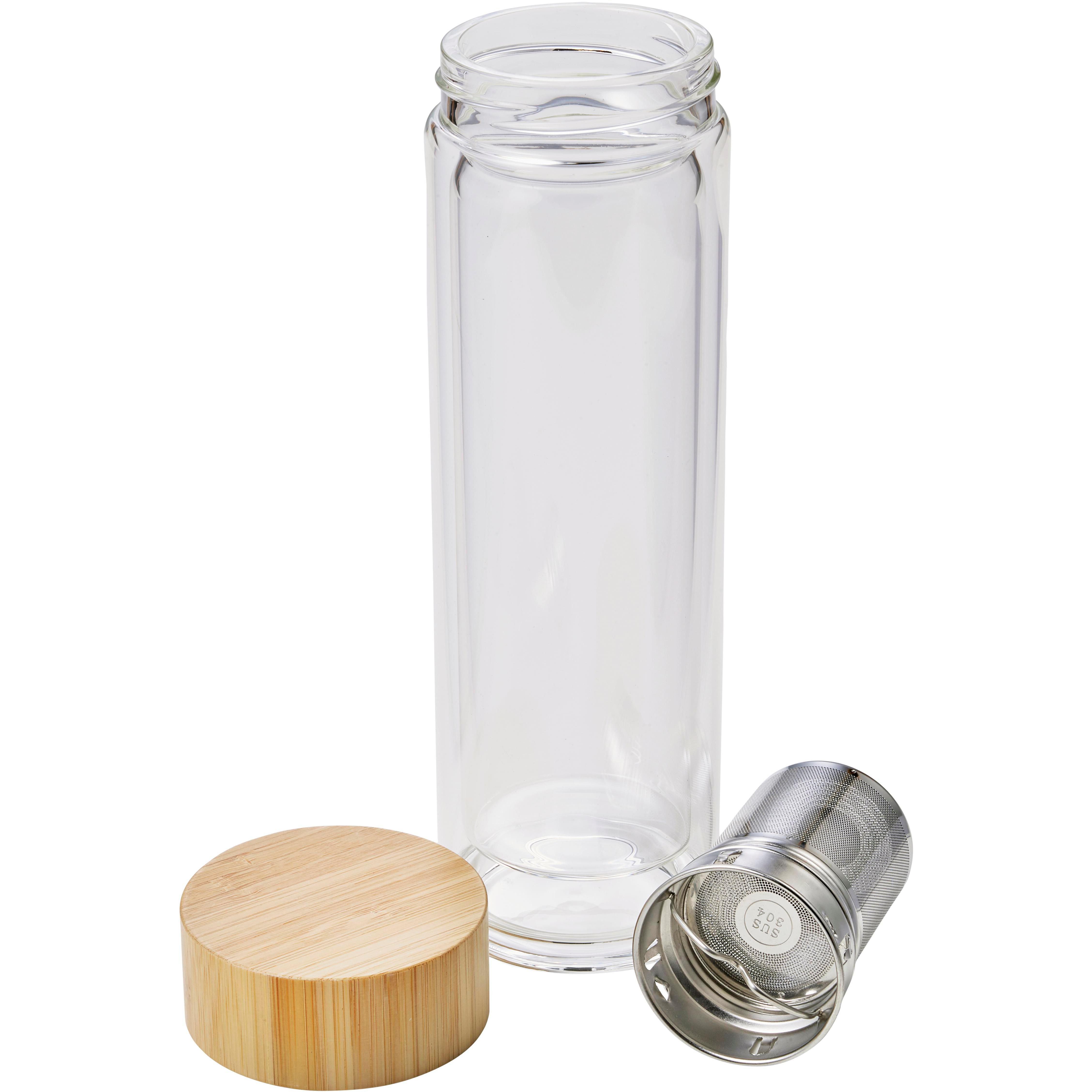 Trinkflasche Vicente | Glas | Bambusdeckel | 420 ml