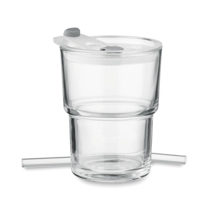 Glasbecher mit Trinkhalm 400ml