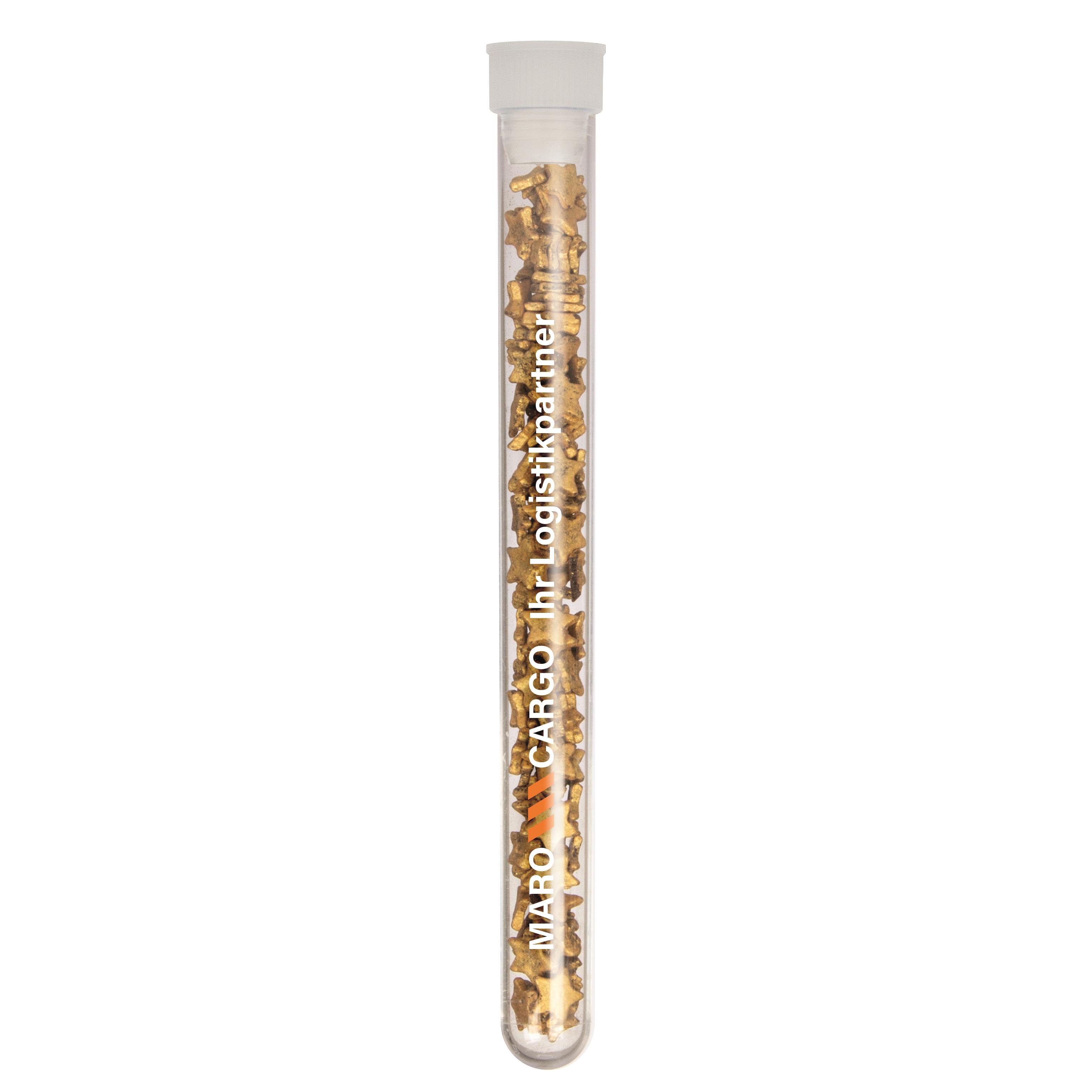 Schoko-Goldsternchen im Reagenzglas - Tampondruck
