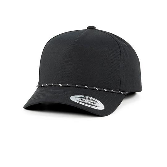 YP Classics Retro Cotton Blend 5-Panel Snapback Cap with Braided Rope