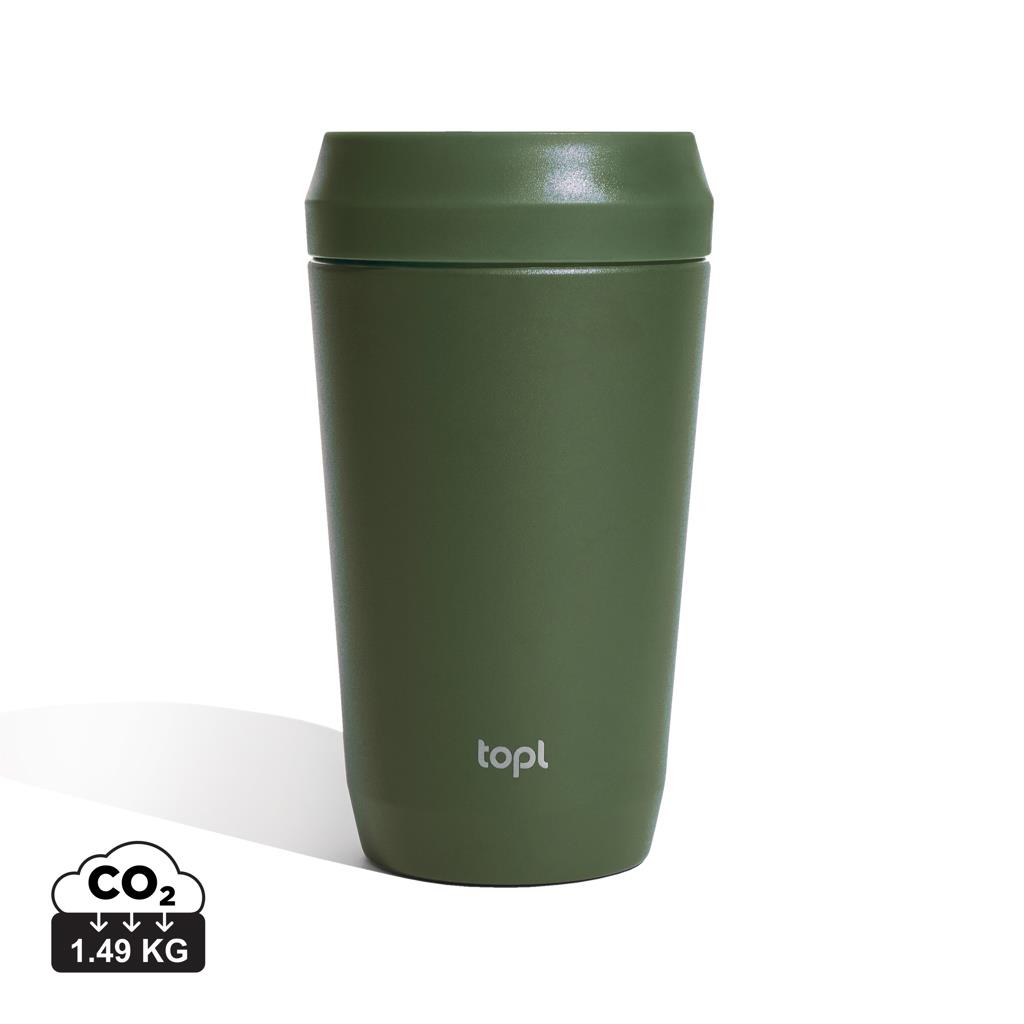 Topl-Trinkbecher aus rec. Stahl mit 360-Grad-Deckel