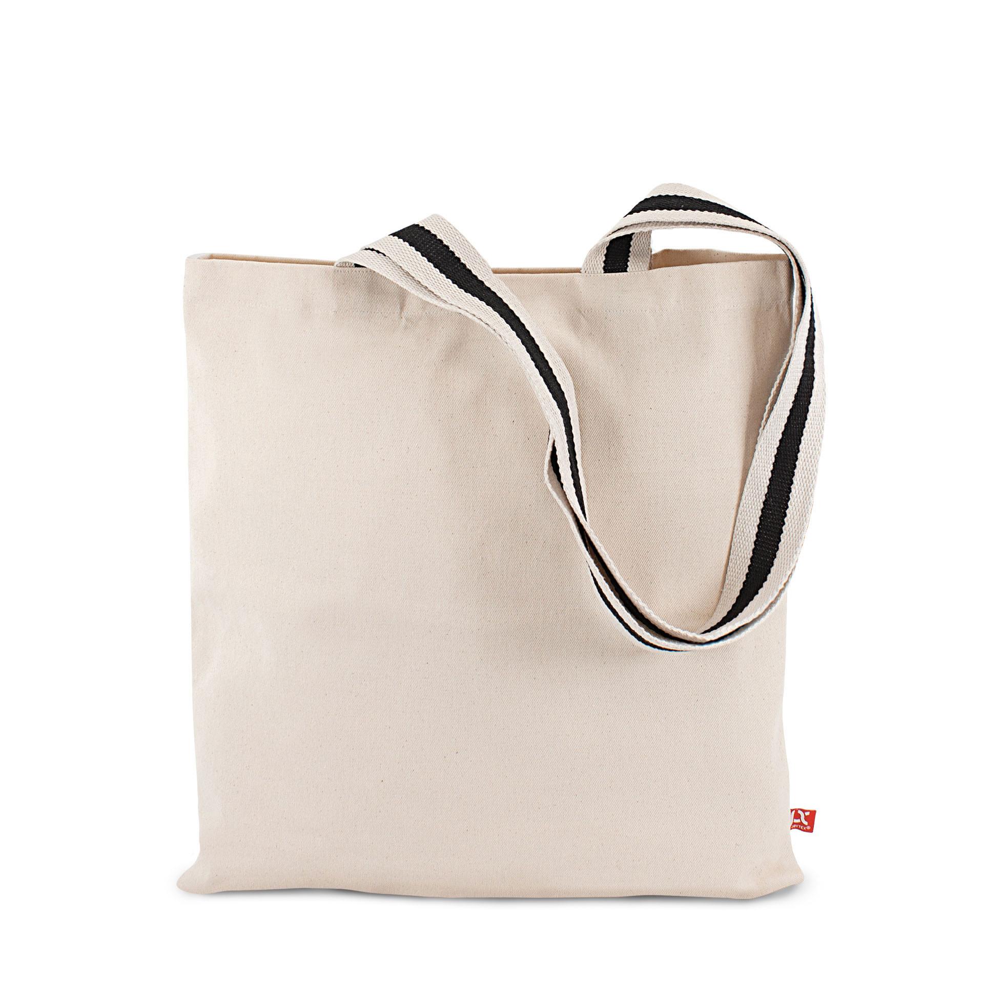 ANTWERPEN – Canvas-Tasche mit langen, zweifarbig gewebten Henkeln