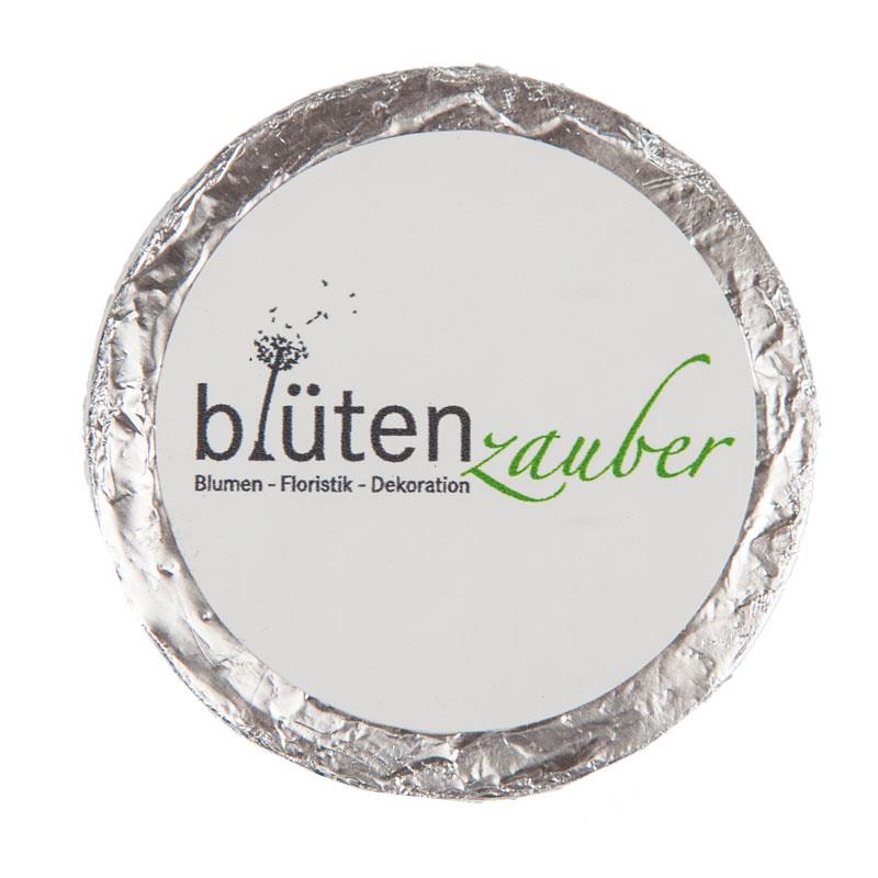 Confiserie-Schokotaler ´Round´ mit 4c Digitaldruck-Etikett