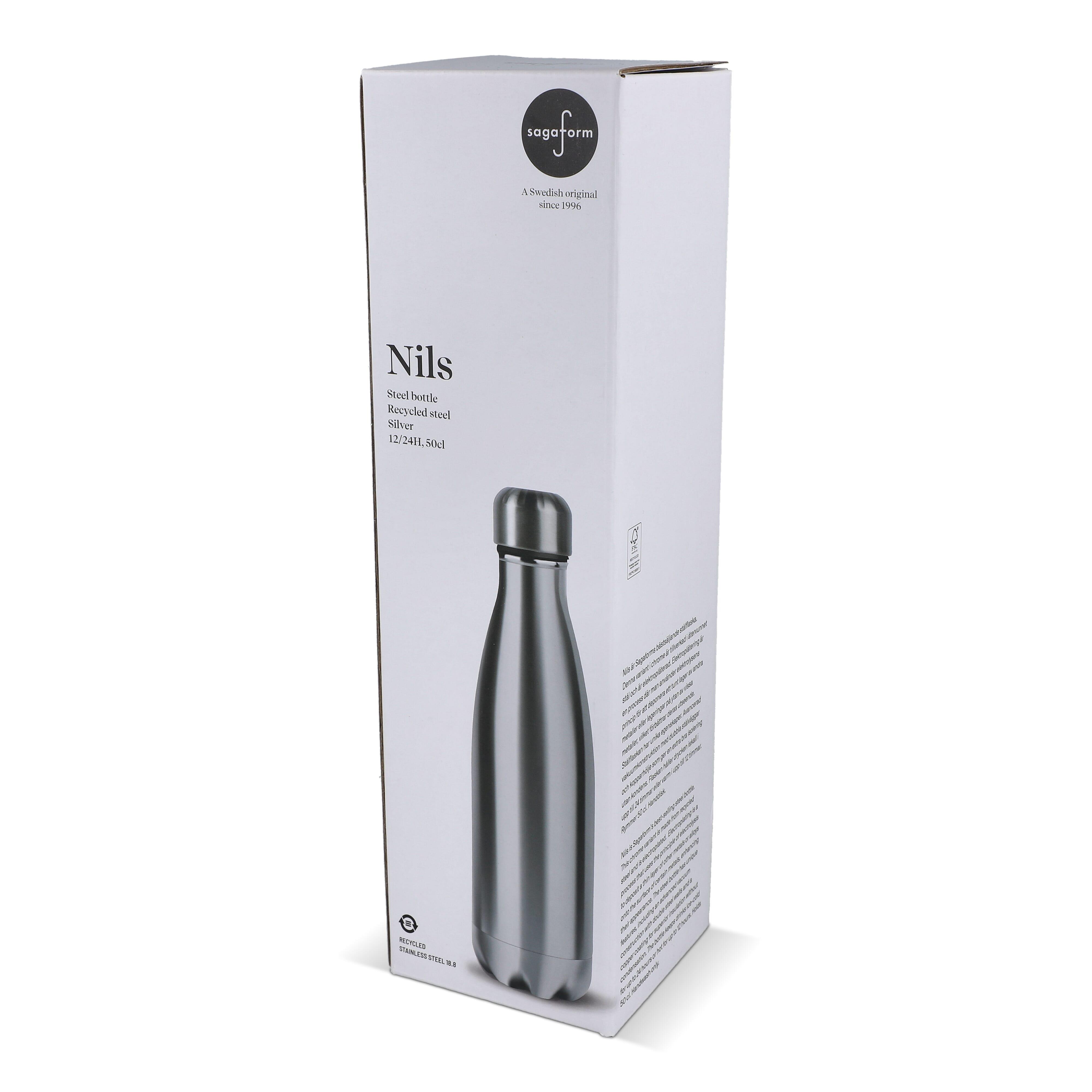 Sagaform Nils Stahlflasche Chrom 500 ml