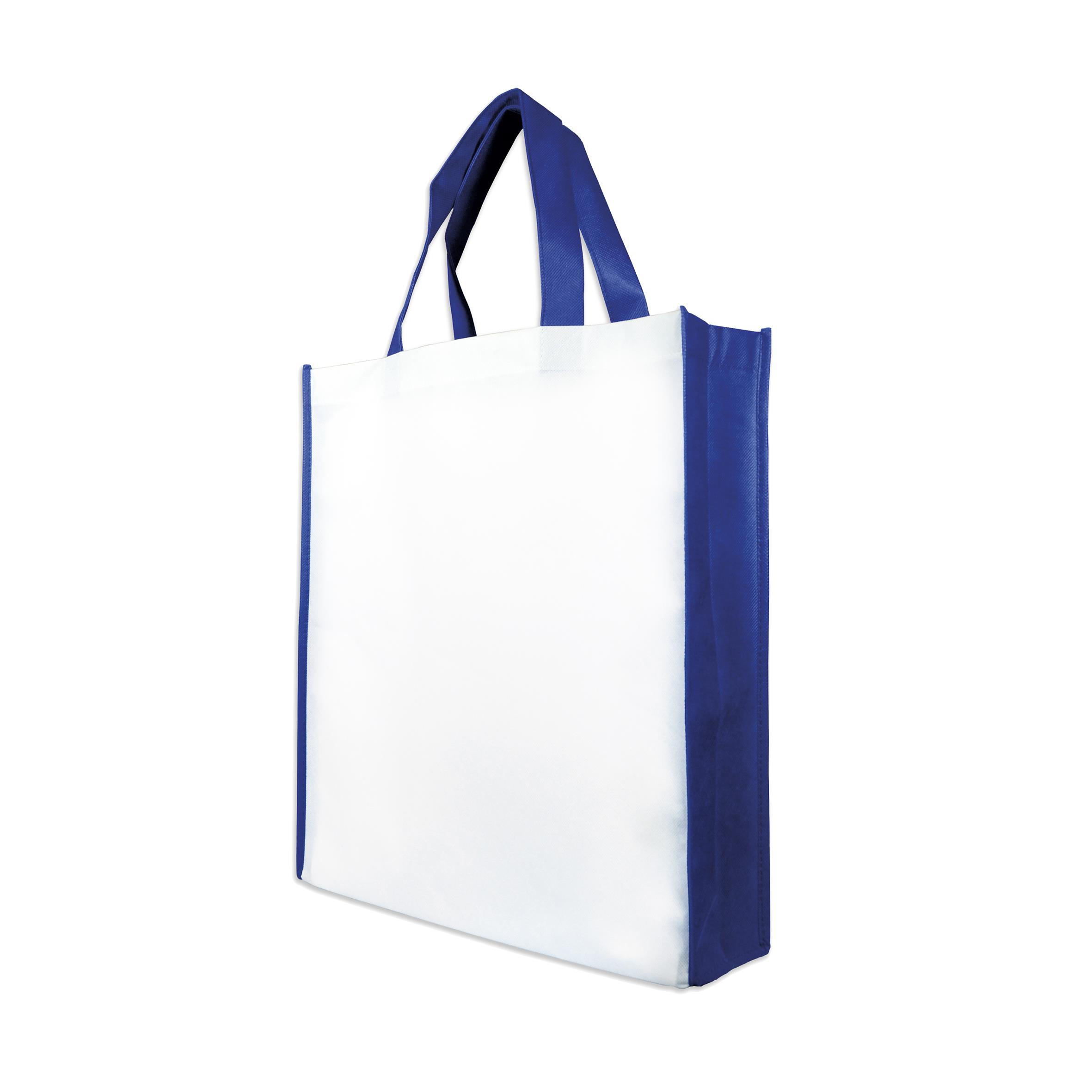 Shopperbag weiß/royalblau, 2 kurze Henkel