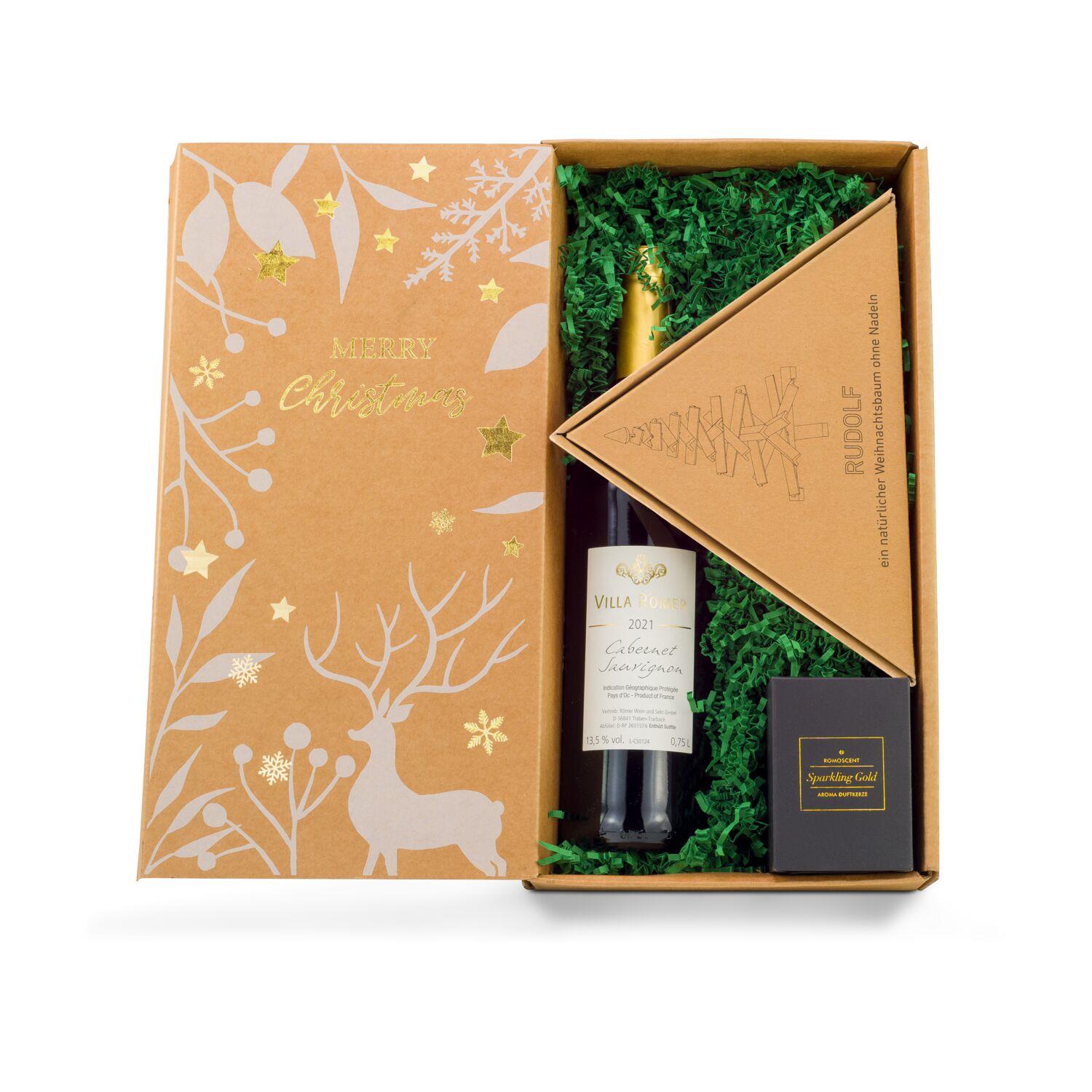 Geschenkset / Präsenteset: Wein-Nachts-Baum