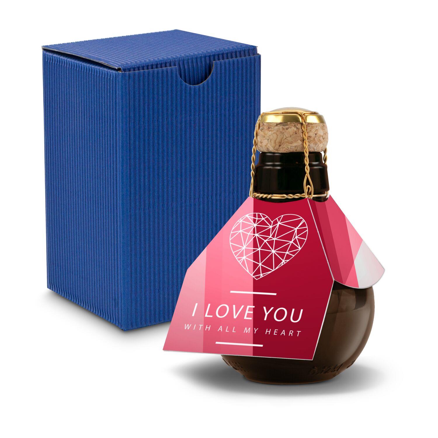 Origineller Sekt I love u - Karton Blau, 125 ml