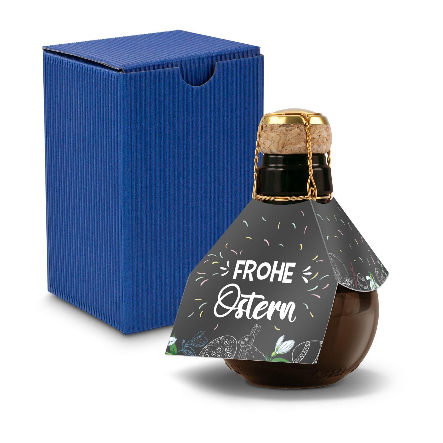 Origineller Sekt Frohe Ostern - Karton Blau, 125 ml