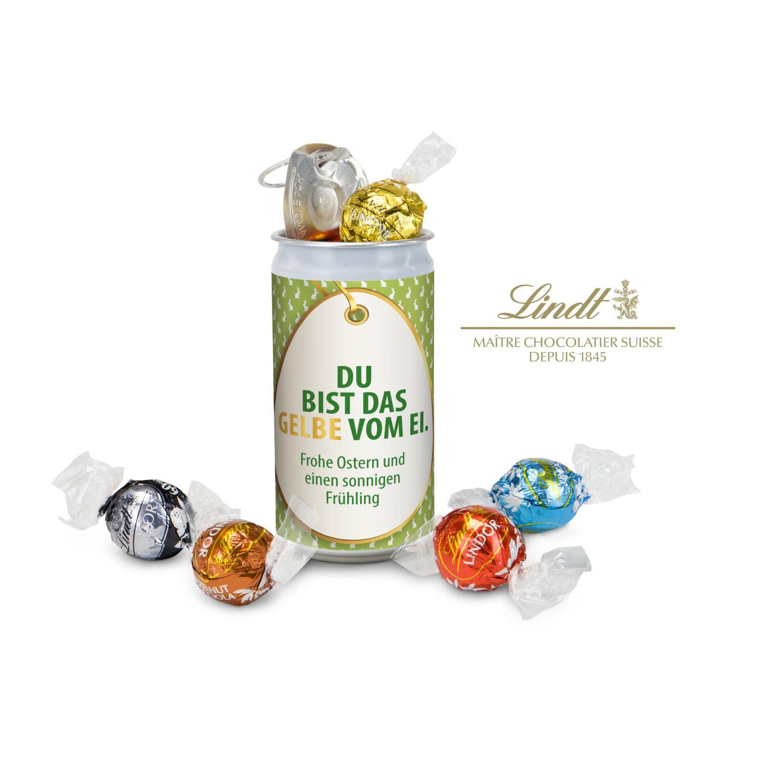 Geschenkartikel / Präsentartikel: Lindt-Geheimnis Ostern - Etikett Du bist das Gelbe vom Ei