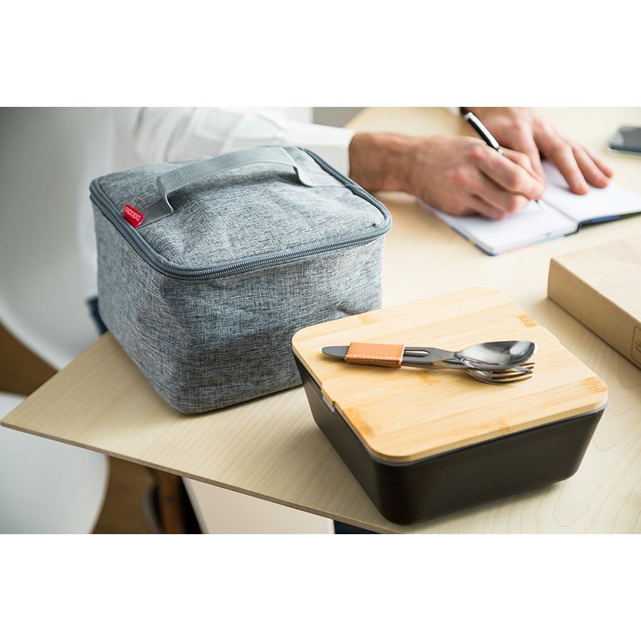 Isotherme Bento-Lunchbag  Sendai , aus RPET, grau meliert