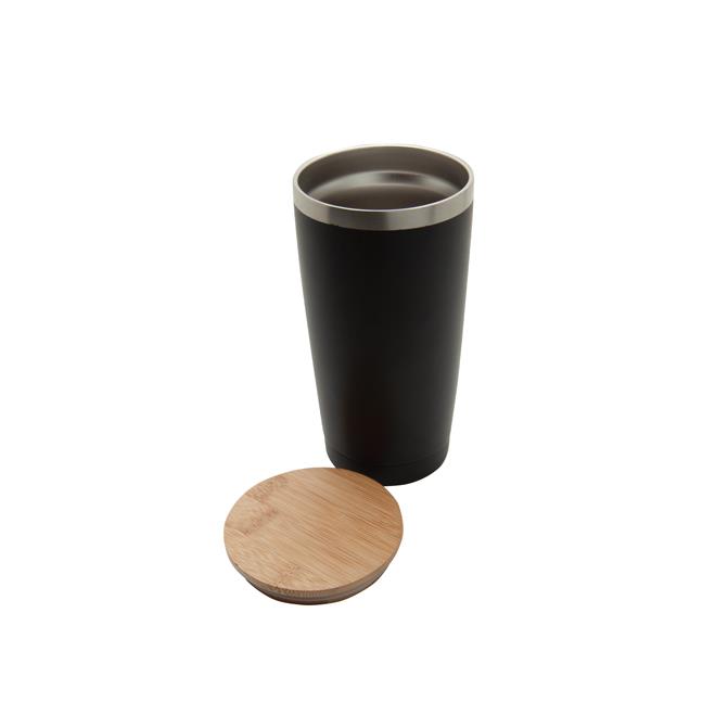 Doppelwandiger Edelstahlbecher  Nagano  mit Bambusdeckel (XL)