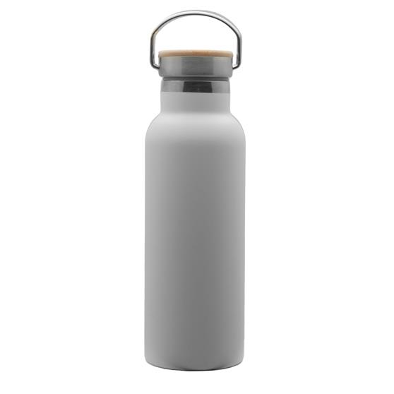 Doppelwandige Flasche  Arima , weiß, Bambusdeckel, 500ml
