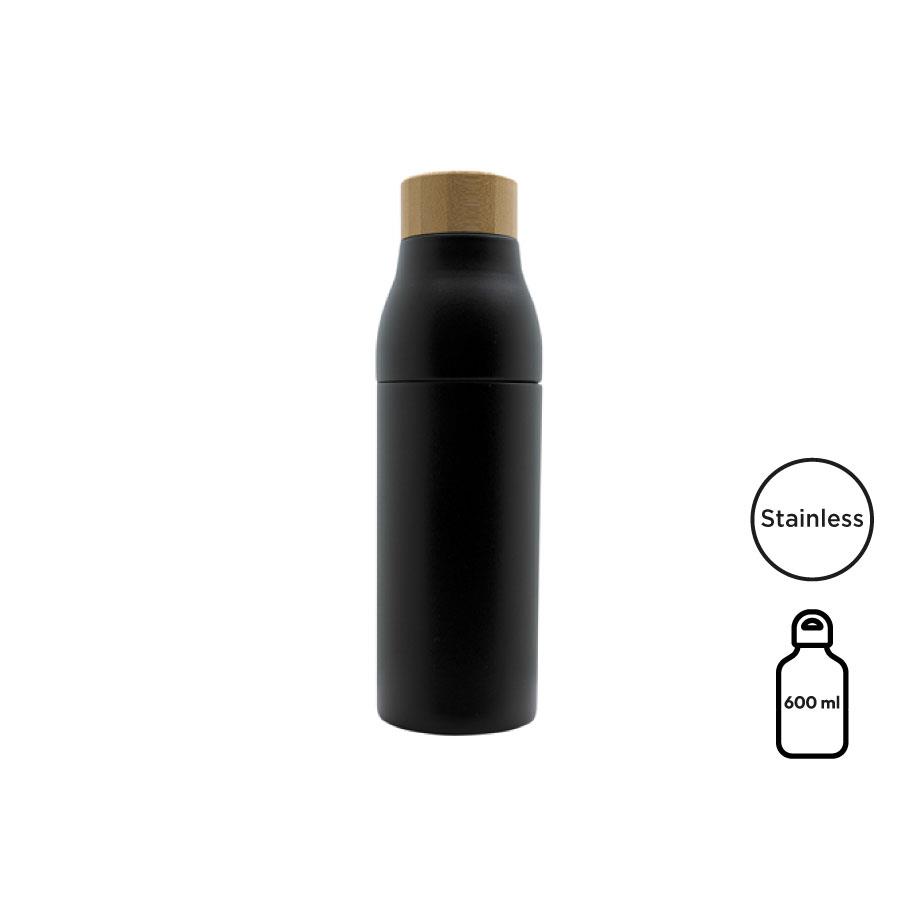 Doppelwandige und teilbare Flasche  Shima , Bambusdeckel, 600ml
