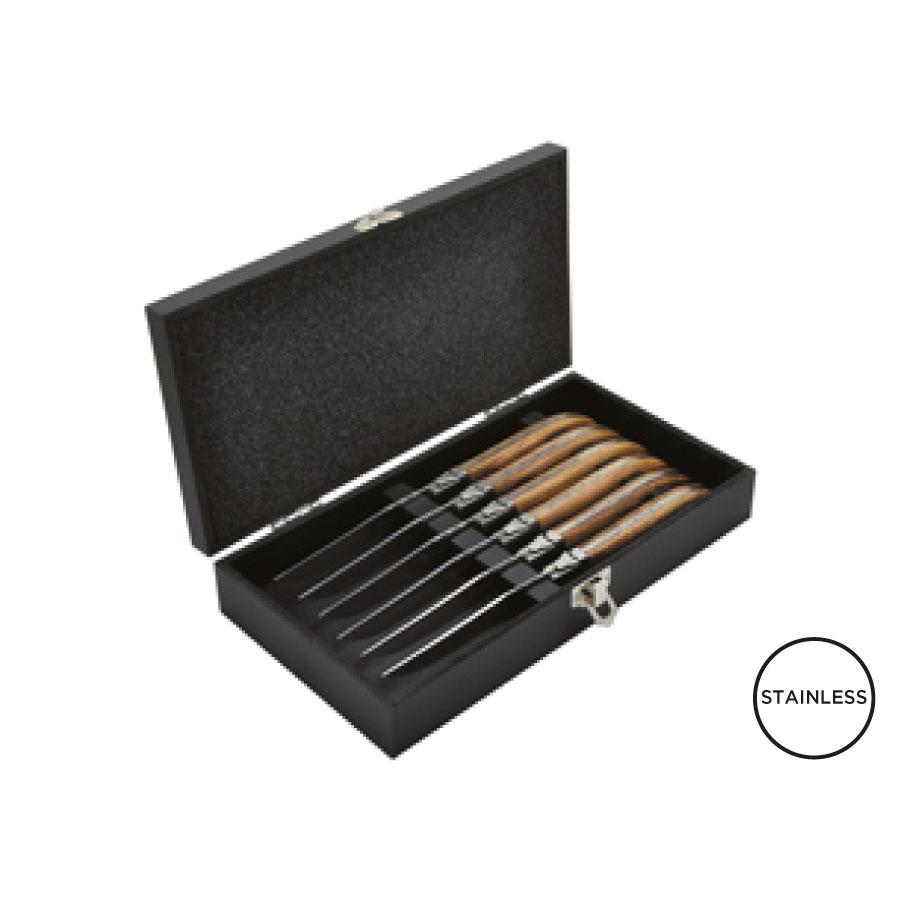 Set mit 6 Tafelmessern  Laguiole , Zebranoholz