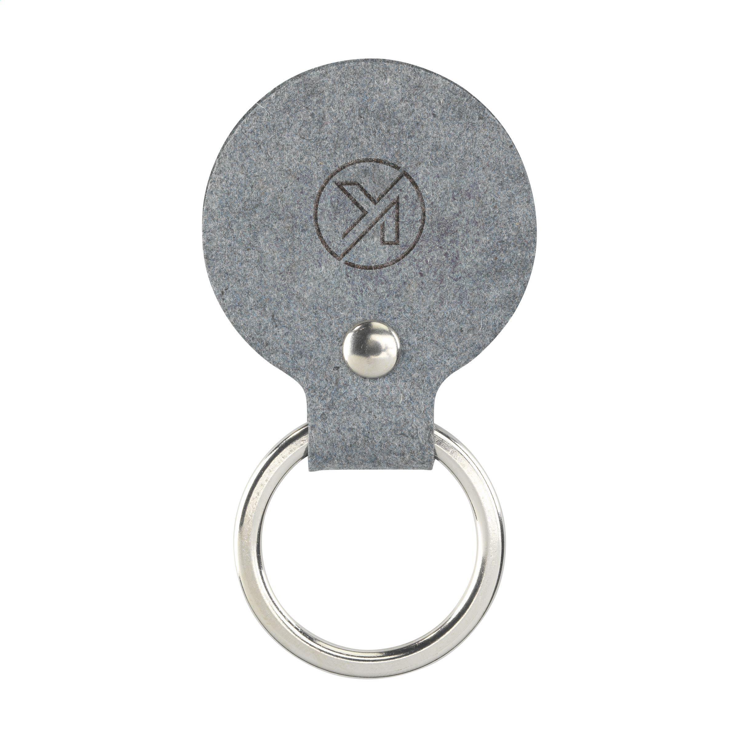 Recycled Denim Textile Keyring Round Schlüsselanhänger