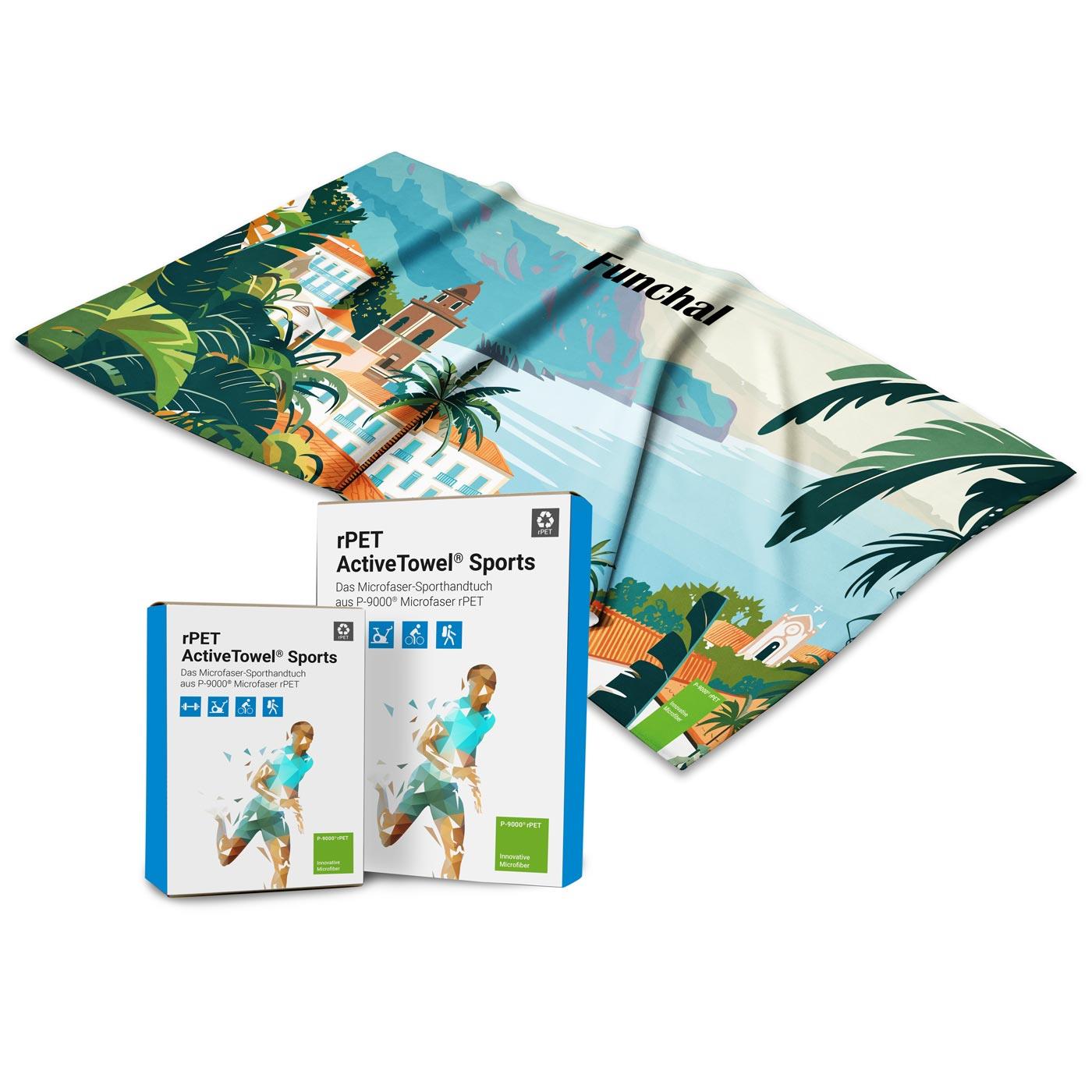 rPET ActiveTowel® Sports 100x40 cm in Faltschachtel, All-Inklusive-Paket