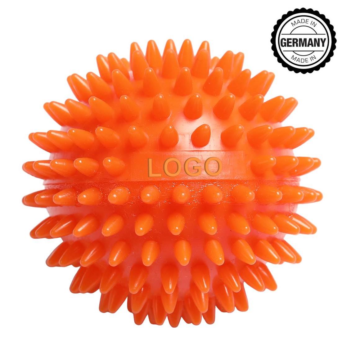 Massageball / Igelball mit rechteckiger Prägung, ´Made in Germany´