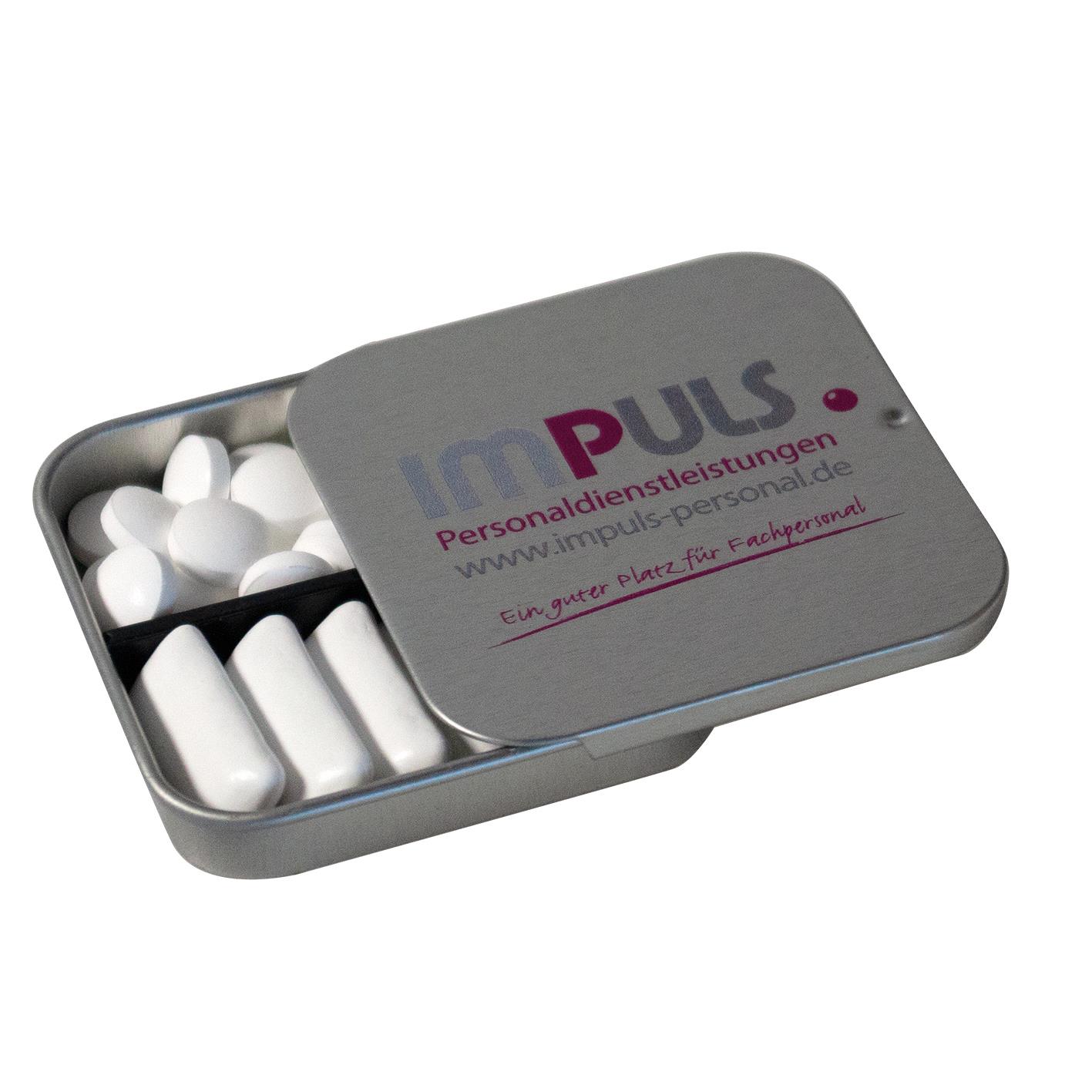 Twin Tin, blank individuell, Inhalt: Pfefferminzdragees (Dose)