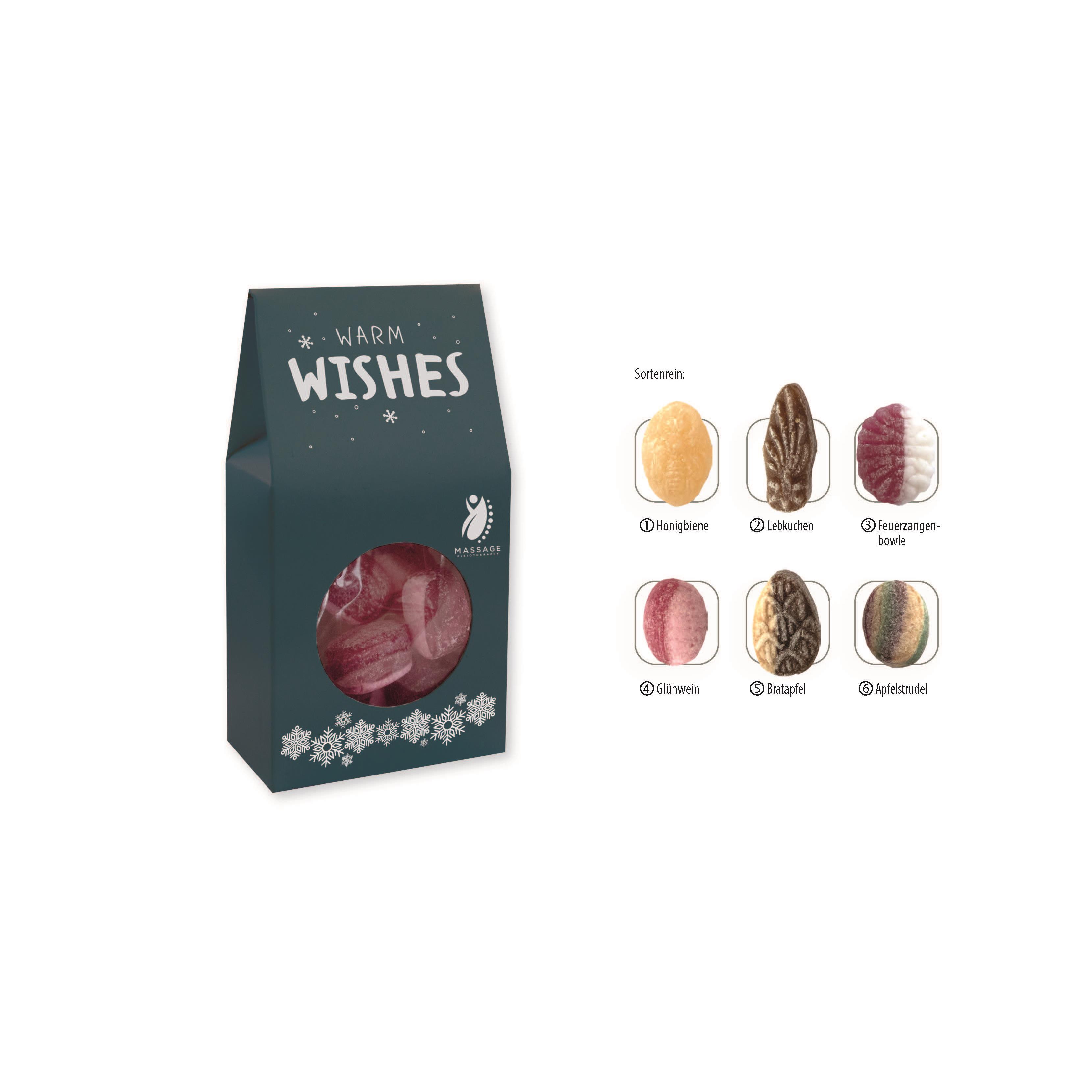 Beutelschachtel mit Weihnachtsbonbons,   60 g, Inhalt: Bonbon Honigbiene