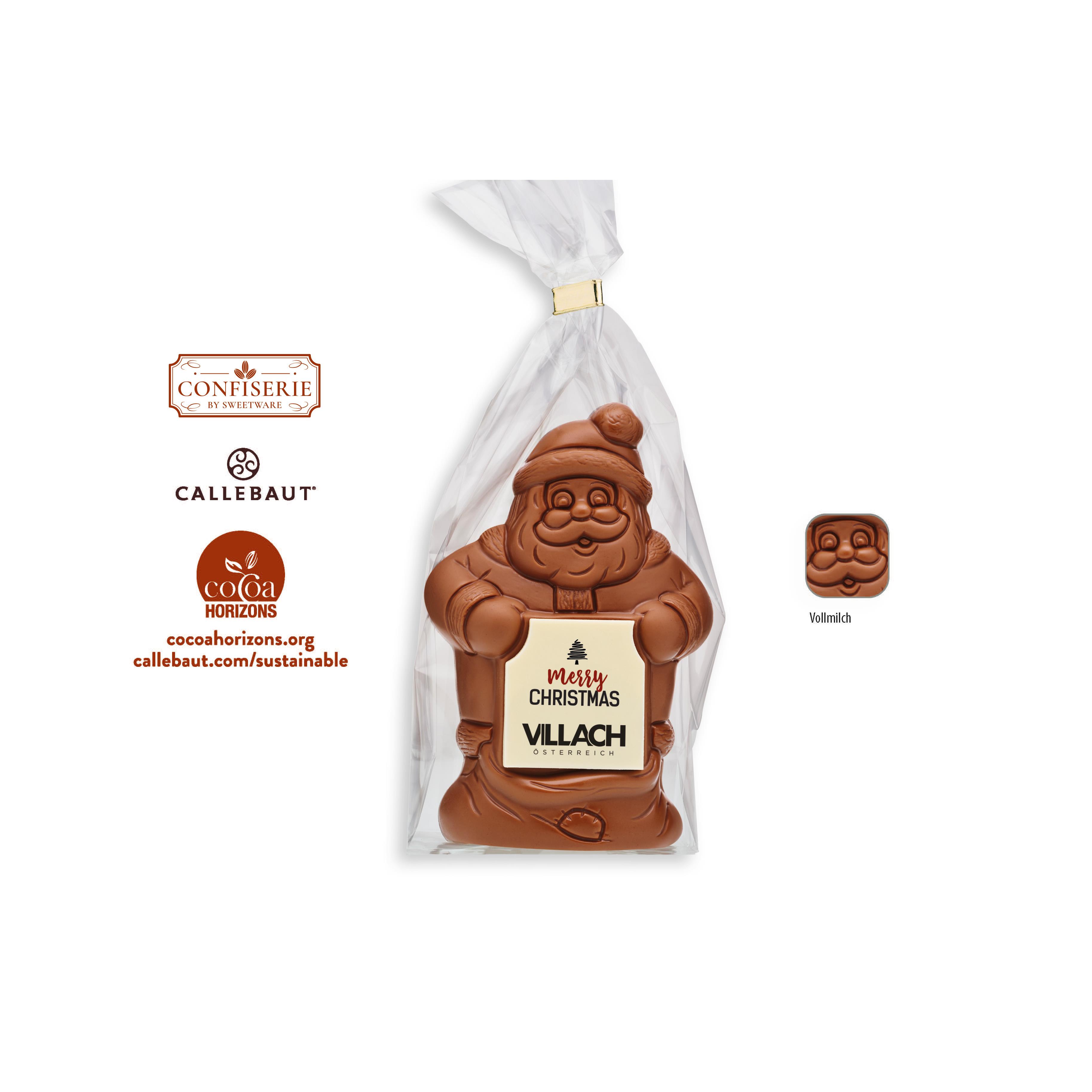 Schoko Weihnachtsmann mit Schokoschild,   1 Stück, Inhalt: Weihnachtsmann 80 g