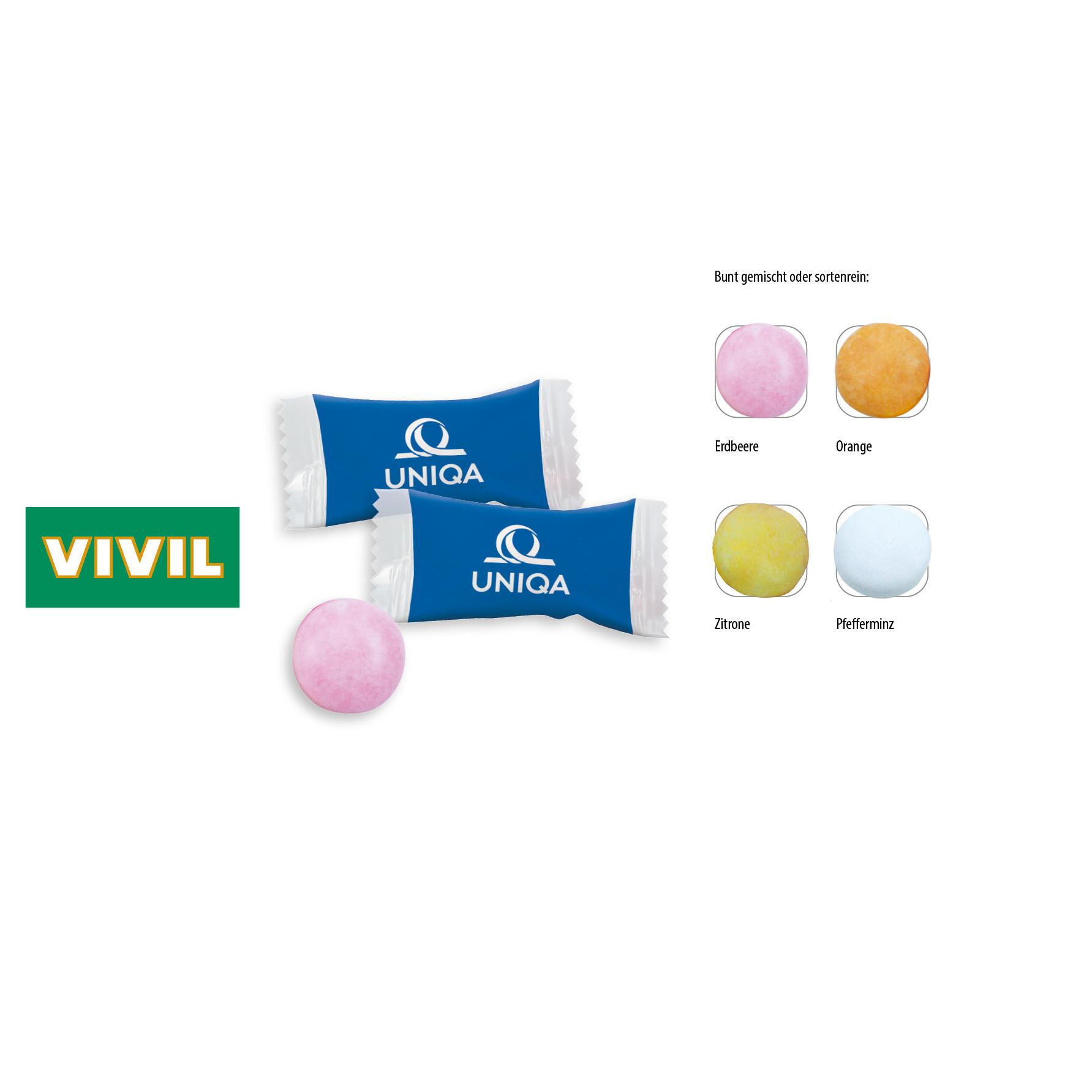 VIVIL Kaudragee Flowpack,   1 Stück, Inhalt: VIVIL Kaudragee Pfefferminz