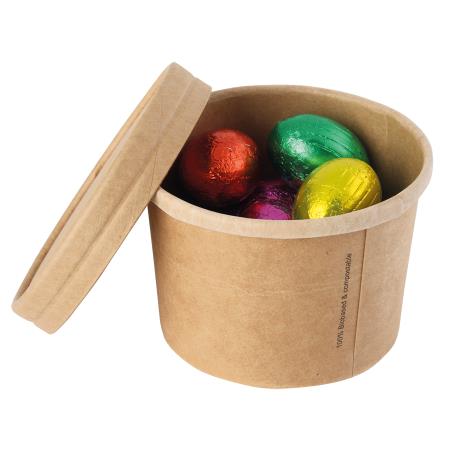 Bonbontopf Kraftkarton mit Deckel 240 ml, zum Befüllen mit verschiedenen Füllungen aus Europa