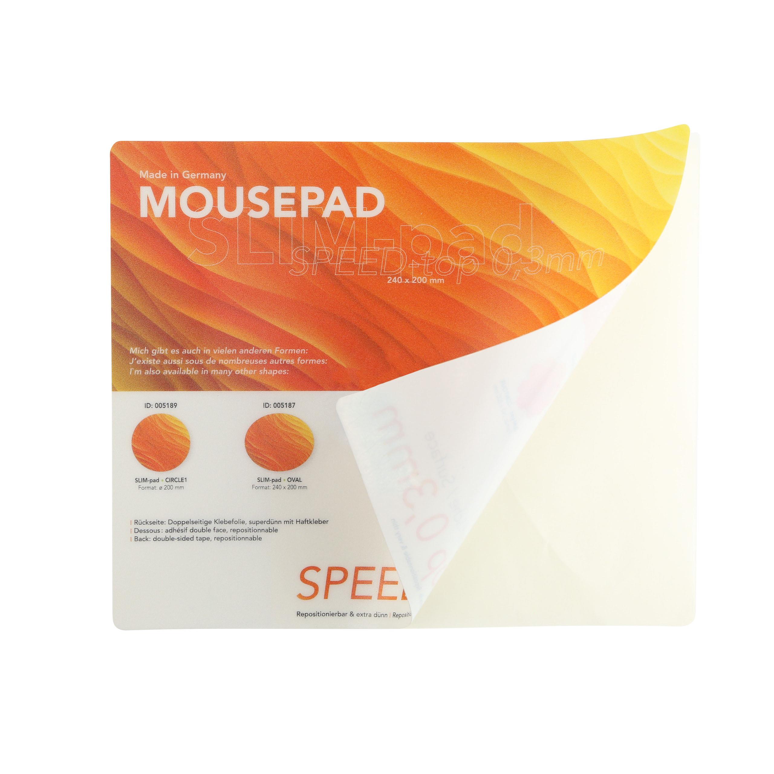Mousepad SLIM-pad, Form Oval, 200 x 240 mm, 0,4 mm dünn