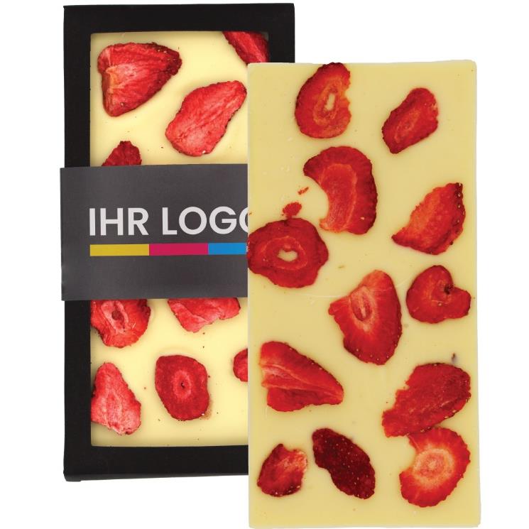 Schokoladentafel Weiß mit Erdbeeren