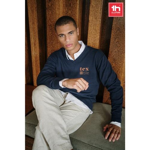THC MILAN. Herren-Pullover mit V-Ausschnitt aus Baumwolle und Polyamid