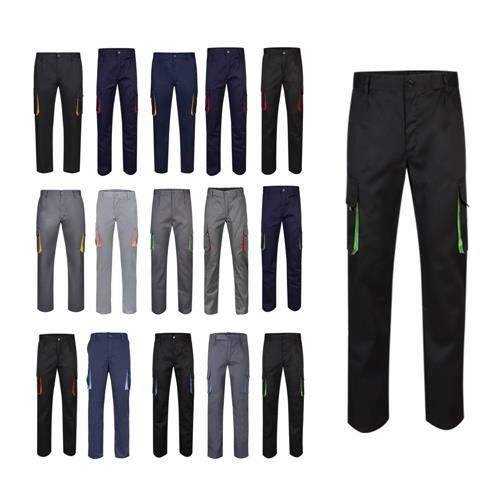 VL HYPNOS. Zweifarbige Twill-Hose mit mehreren Taschen (200 g/m²), aus Baumwolle (35 %) und Polyester (65 %)