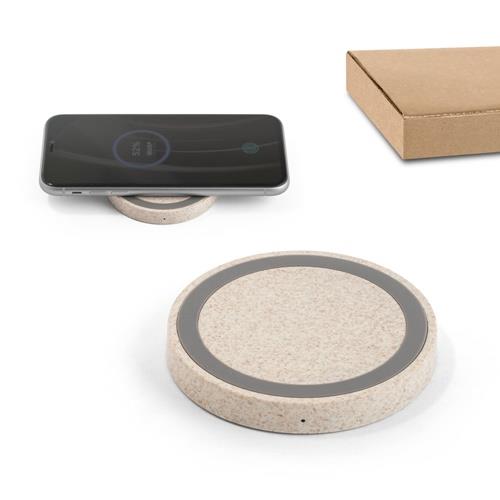 CUVIER. 15W wireless Ladegerät aus 65 % recyceltes ABS (65% rABS), 35 % Weizenstrohfasern