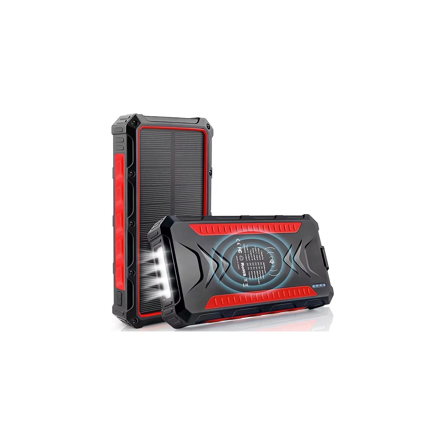 Outdoor Solar Powerbank PB-58 Wireless Charging 24000 mAh Rot