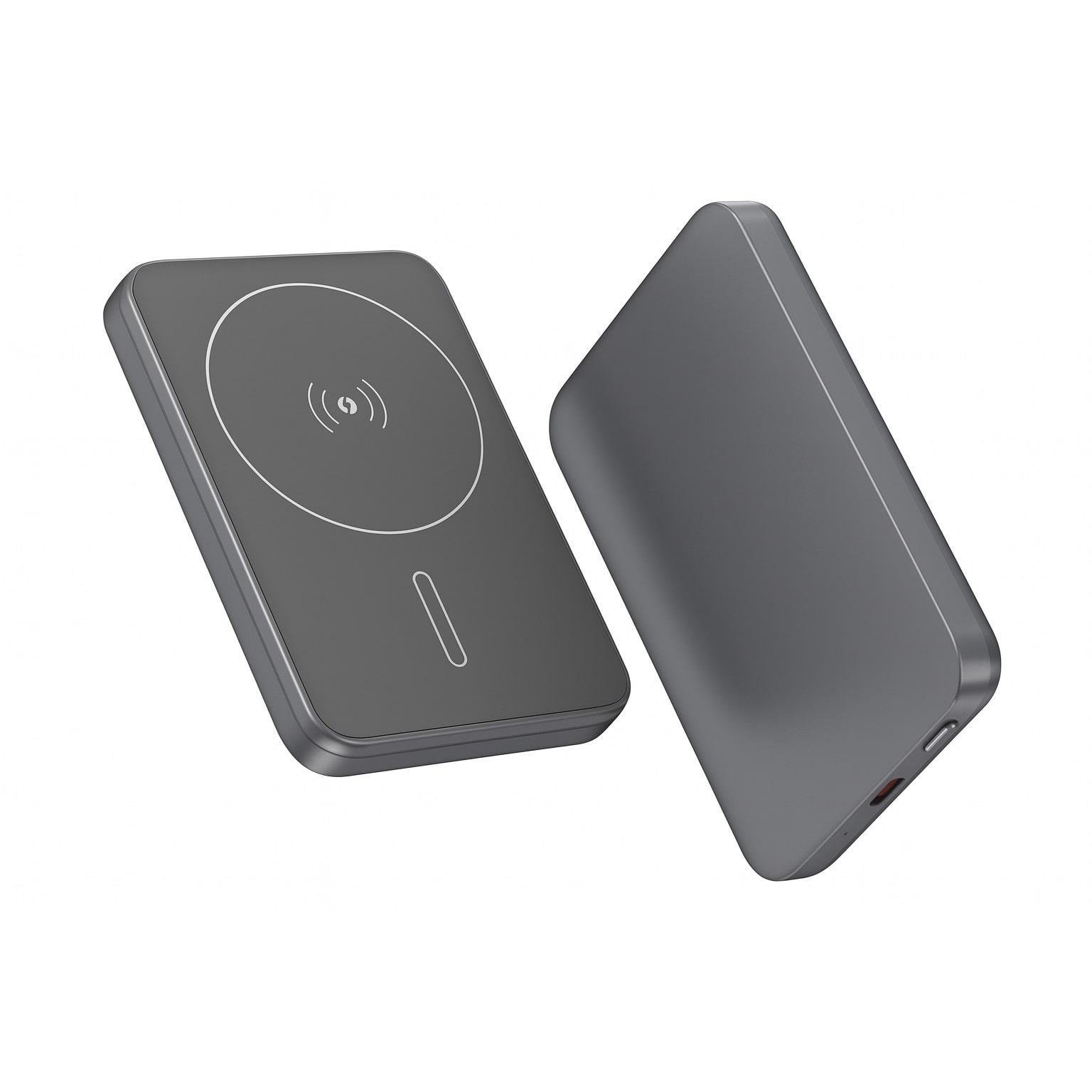 Magnetic Powerbank PB-74 QI Wireless Charging 15W und 10000 mAh Akku Silber