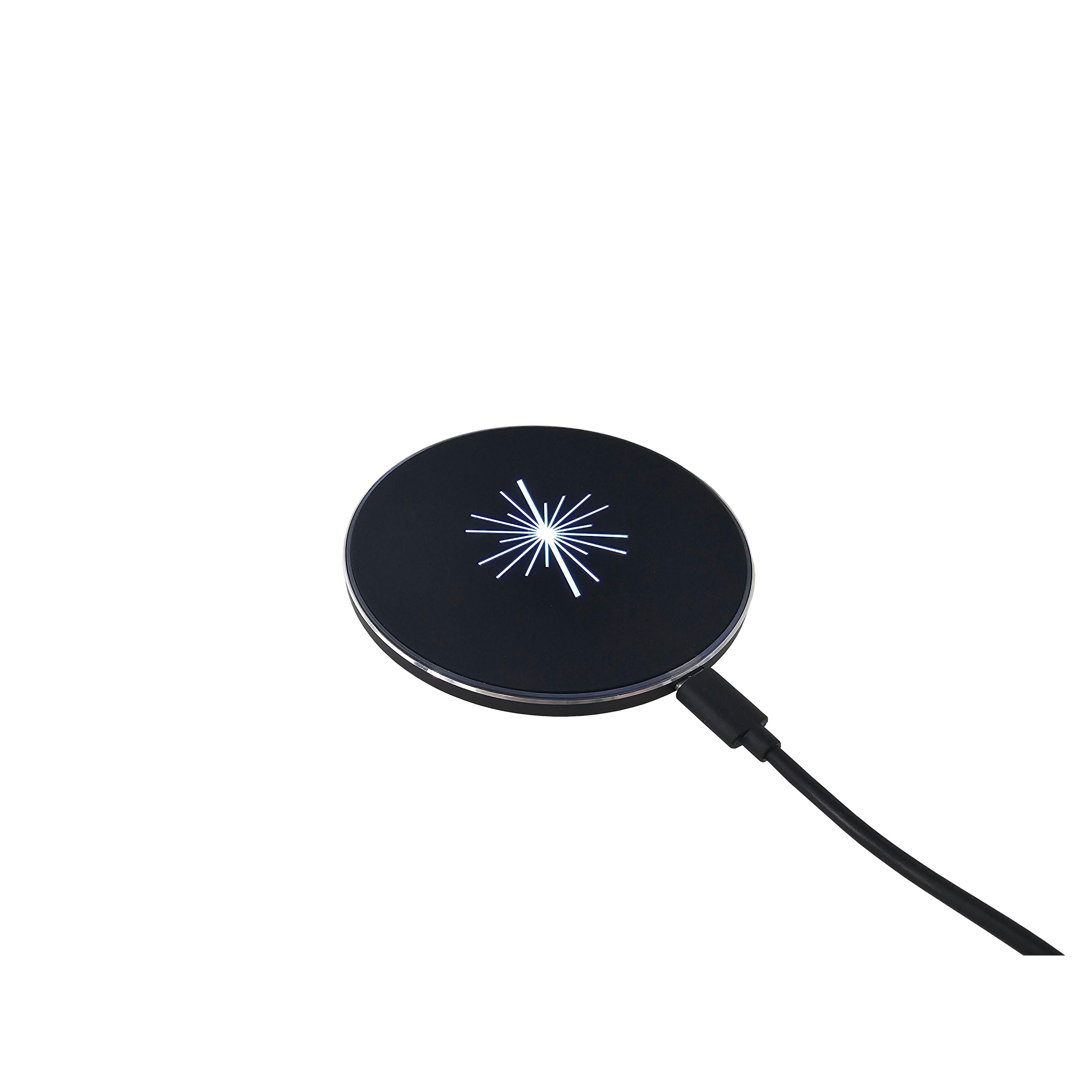 Wireless Charger LED-Ring mit LED Leuchtlogo 15W Schwarz