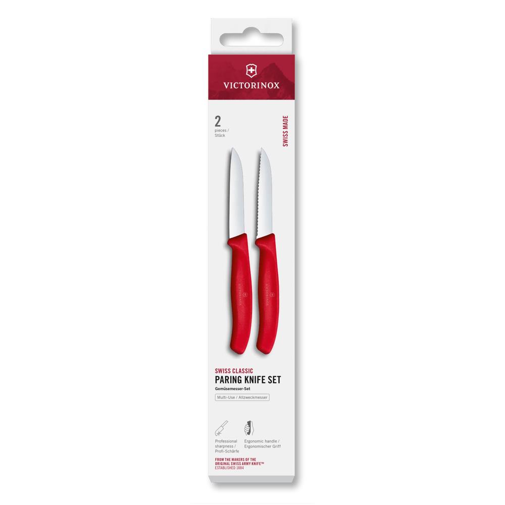 Swiss Classic, Gemüsemesser Set, 2tlg, 8cm,gerade/Wellen,rot,Box
