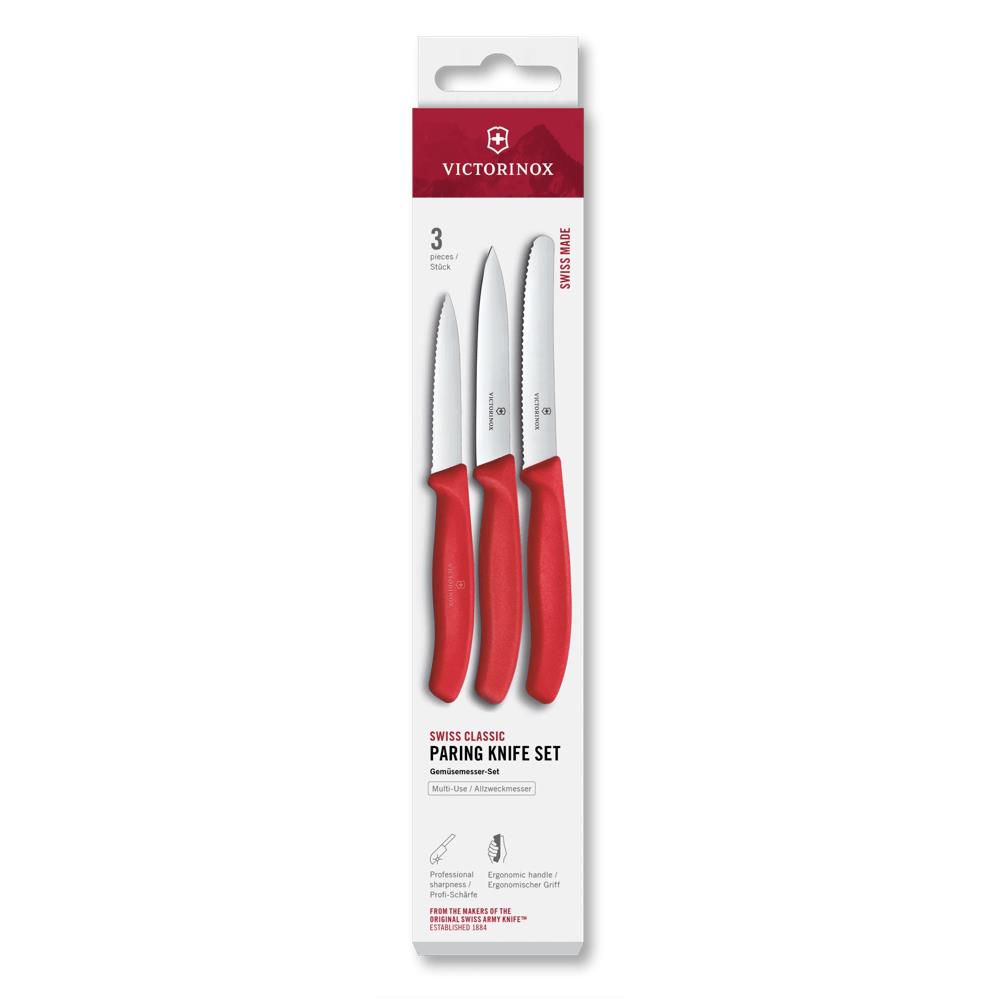 Swiss Classic, Gemüsemesser Set, 3tlg, gerade/Wellen, rot, Box