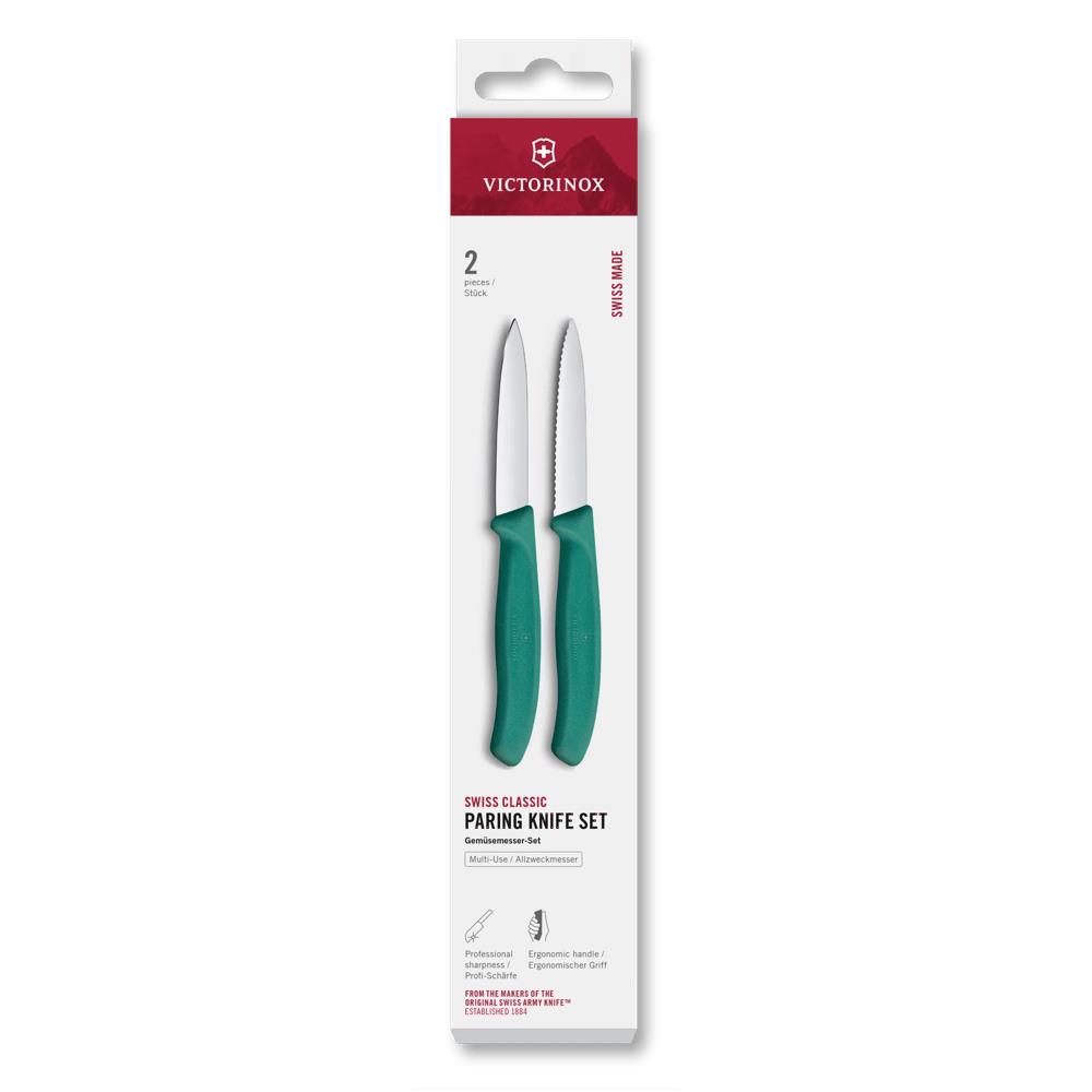 Swiss Classic, Gemüsemesser Set, 2tlg, 8cm, gerade/Wellen,grün